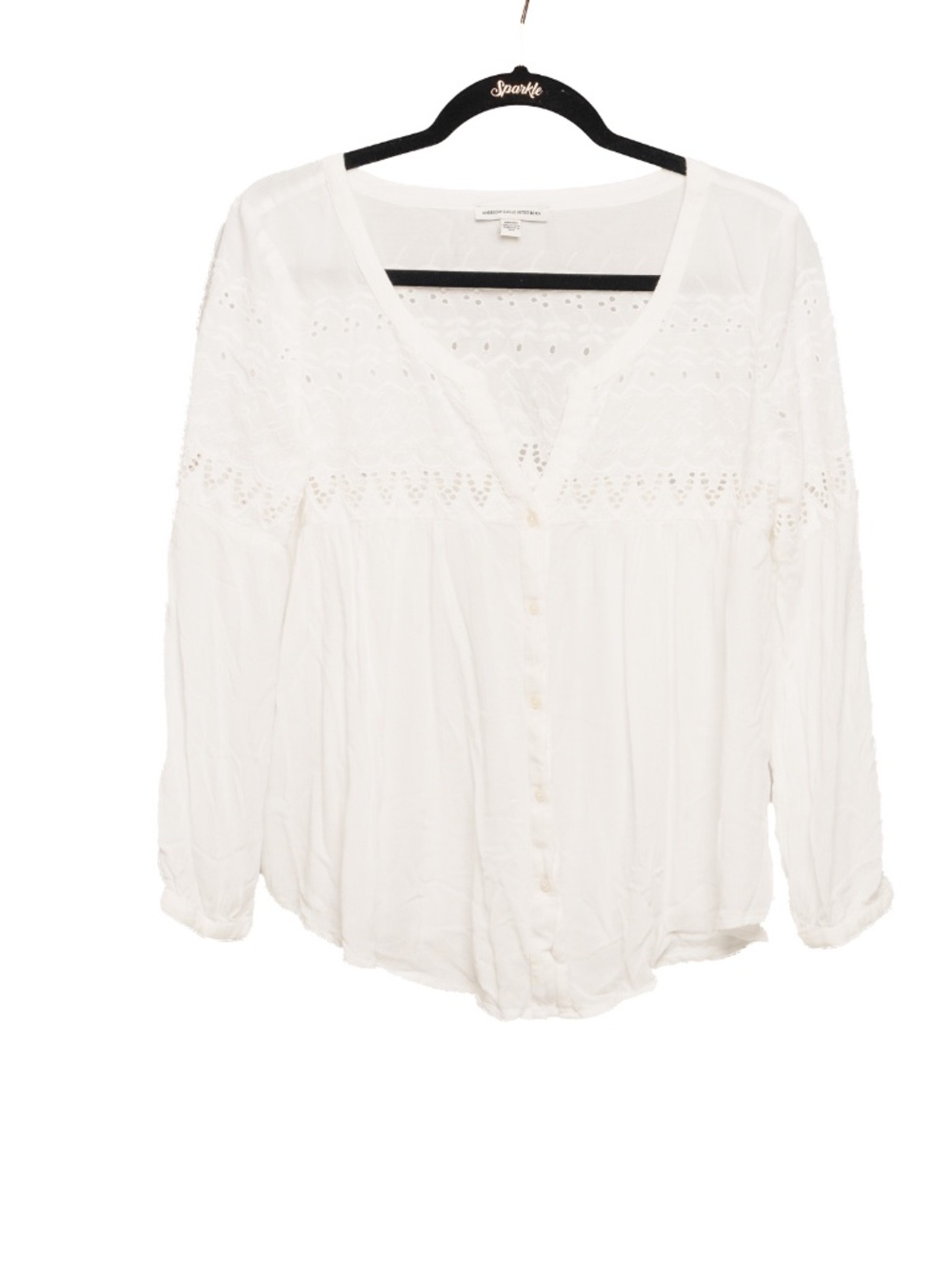 American Eagle Outfitter white blouse with eyelet design